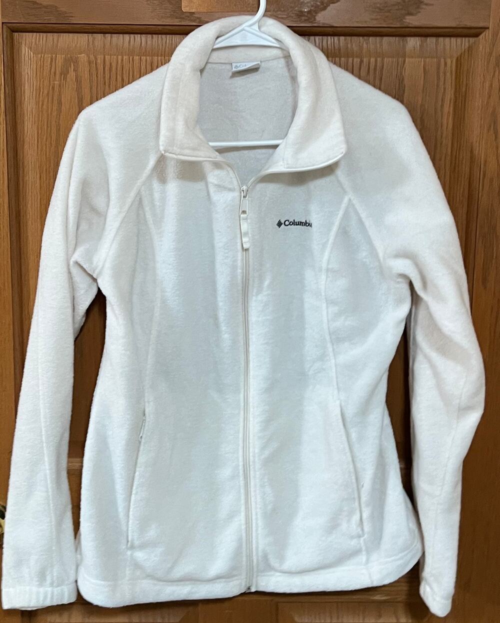 Columbia Women’s Medium White Full Zip Fleece Jacket Soft Outdoor